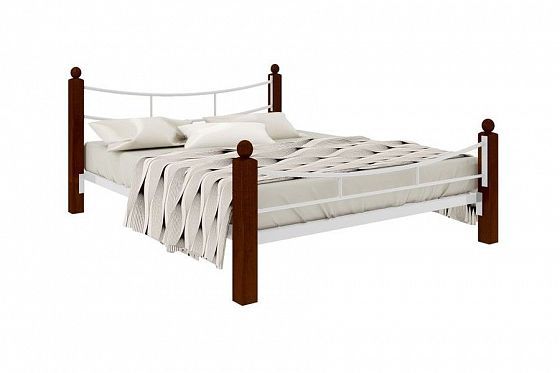 Кровать "София Lux Plus" 1800 мм (ламели) - Цвет: Белый/Коричневый (дерево)