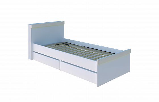 Кровать с двумя выдвижными ящиками "Юниор" ЮКР-3-9 Белая Аляска - Кровать с двумя выдвижными ящиками