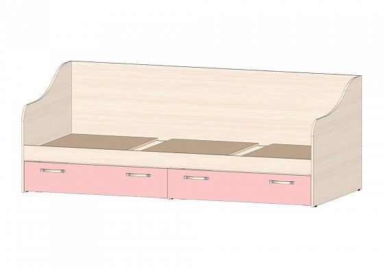 Детская кровать с ящиками "Буратино" - Цвет: Дуб Молочный/Розовый