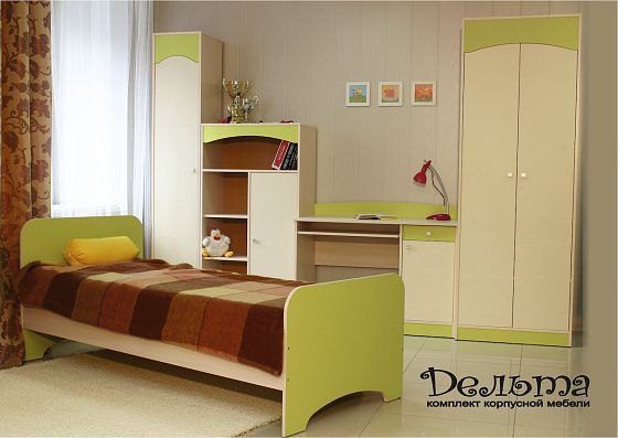 Набор мебели для детской "Дельта" №1 - Набор мебели для детской "Дельта" №1, Цвет: Дуб Девон/Лайм