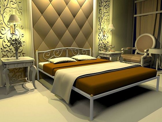 Кровать "Ангелина" 1200 мм (ламели) - В интерьере, цвет: Белый