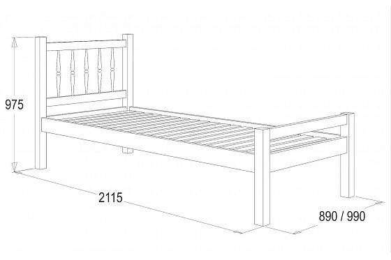 Кровать с фигурными спинками из массива (900 мм) - Схема