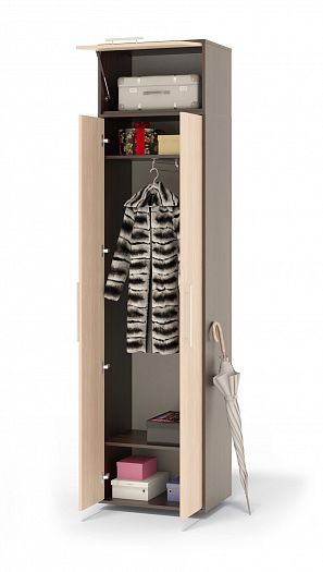 Шкаф для одежды ШО-1 с антресолью - Шкаф для одежды ШО-1 с антресолью - открытые дверцы