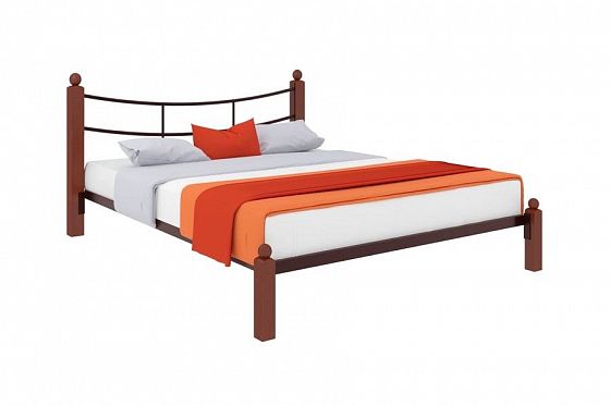 Кровать "София Lux" 1400 мм (ламели) - Цвет: Коричневый/Коричневый (дерево)