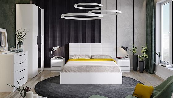 Кровать "Агата" 1600*2000 мм с ПМ - В интерьере, цвет: Белый
