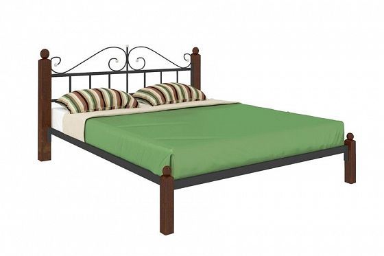 Кровать "Диана Lux" 1800 мм (ламели) - Цвет: Черный/Коричневый (дерево)