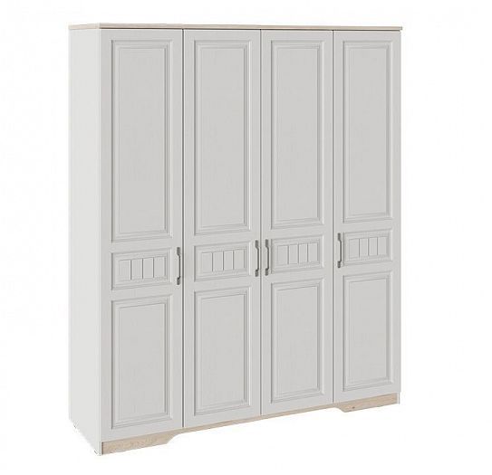 Шкаф для одежды комбинированный "Тоскана" с 4 глухими дверями - Цвет: Белый Жемчуг/Гикори Джексон