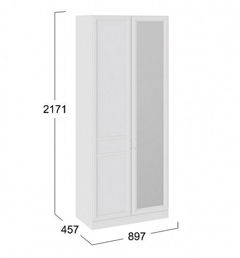 Шкаф для одежды "Франческа" 457 мм с 1 глухой и 1 зеркальной дверью (зеркало справа) - размеры
