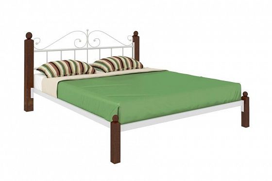 Кровать "Диана Lux" 1400 мм (ламели) - Цвет: Белый/Коричневый (дерево)