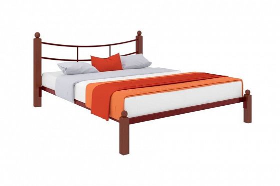 Кровать "София Lux" 1400 мм (ламели) - Цвет: Красный/Коричневый (дерево)