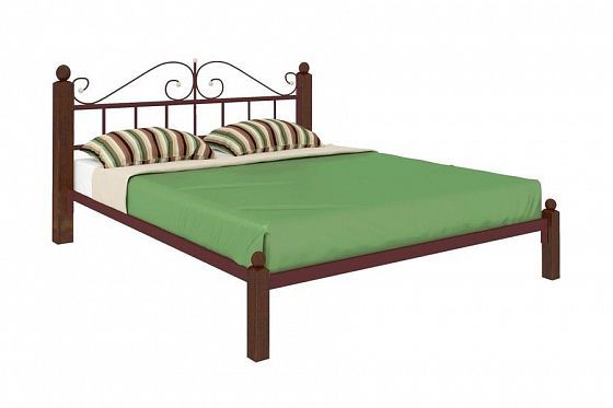 Кровать "Диана Lux" 1400 мм (ламели) - Цвет: Коричневый/Коричневый (дерево)