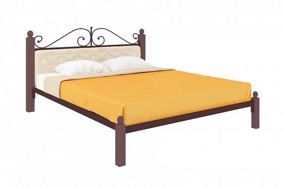 Кровать "Диана Lux мягкая" 1200 мм (ламели) - Цвет: Коричневый/Коричневый (дерево)