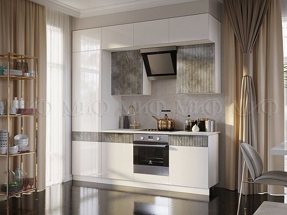 Кухня "Оливия" 2400 мм - Цвет: Мрамор Глянец/Белый Глянец