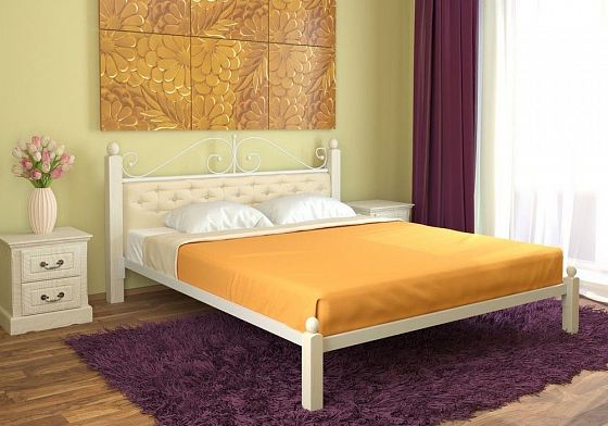 Кровать "Диана Lux мягкая" 1200 мм (ламели) - В интерьере, цвет: Белый/Белый (дерево)