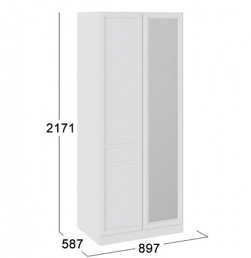Шкаф для одежды "Франческа" 587 мм с 1 глухой и 1 зеркальной дверью (зеркало справа) - размеры