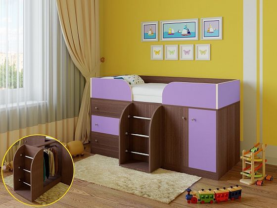 Кровать-чердак Астра 5 - Кровать-чердак Астра 5, Цвет: Дуб шамони/Фиолетовый
