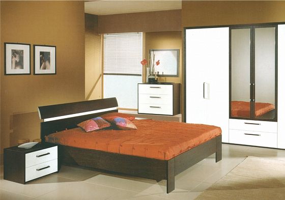 Набор мебели для спальни "Паола" МДФ - Цвет: Венге Линум/Белый глянец
