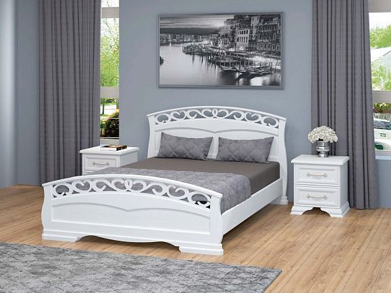 Кровать "Грация-1" 900 мм (ламели) - Кровать "Грация-1" 900 мм (ламели), Цвет: Белый античный