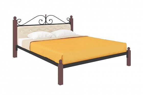 Кровать "Диана Lux мягкая" 1200 мм (ламели) - Цвет: Черный/Коричневый (дерево)
