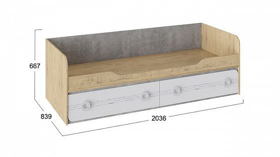 Кровать с 2 ящиками "Мегаполис" ТД-315.12.01 - размеры