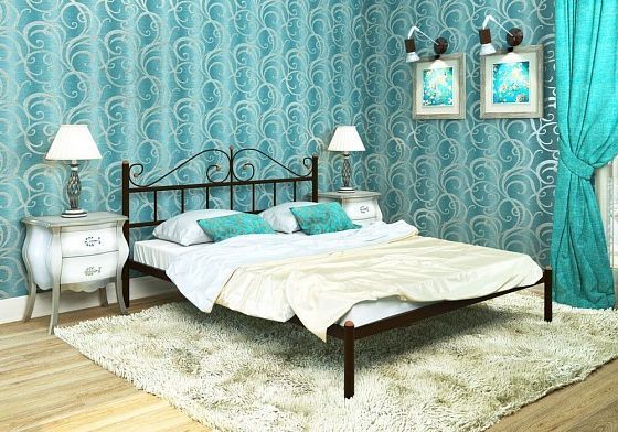 Кровать "Диана" 1400 мм (ламели) - В интерьере, цвет: Черный