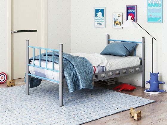 Кровать-трансформер "Мальта"  - Одна кровать, цвет: Серый/Голубой