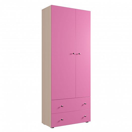 Шкаф с 2 ящиками "ДМ" 800 - Шкаф с 2мя ящиками "ДМ" 800, Цвет: Млечный Дуб/Розовый