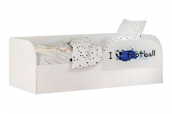 Кровать детская "Трио" КРП-01 - С бортиком цвета: Белый/Фотопечать Король спорта