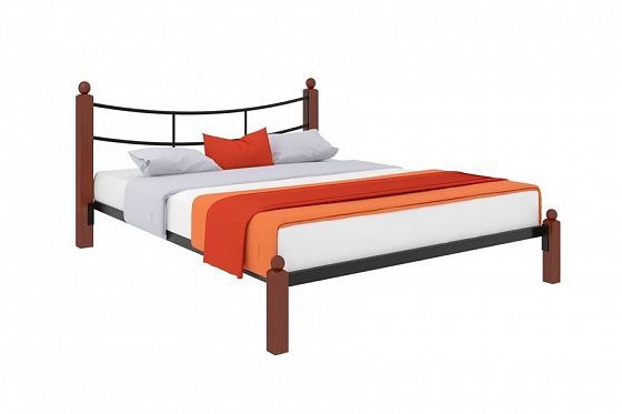 Кровать "София Lux" 1200 мм (ламели) - Цвет: Черный/Коричневый (дерево)