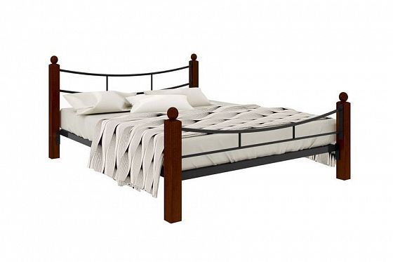 Кровать "София Lux Plus" 1800 мм (ламели) - Цвет: Черный/Коричневый (дерево)