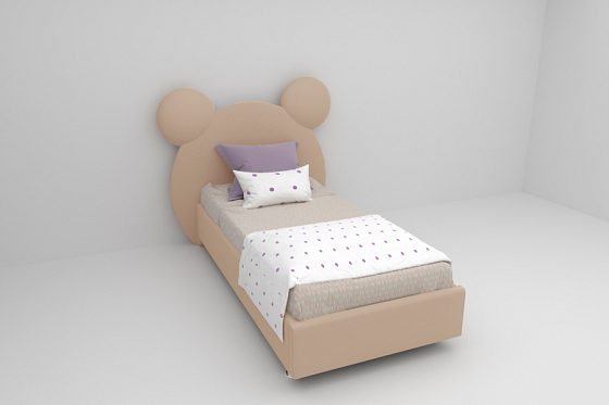 Кровать детская "Миша" 900*2000 с ортопедическим основанием (Велюр) - Светло-серый