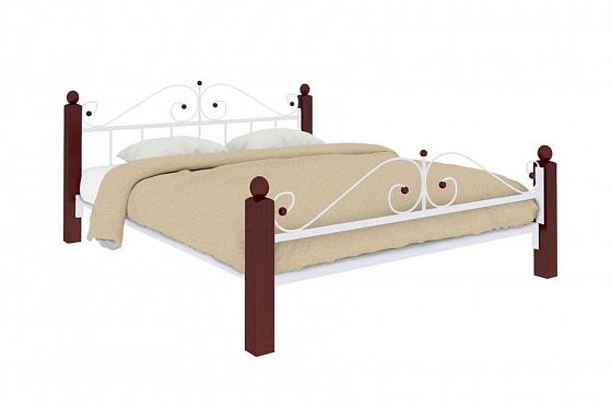 Кровать "Диана Lux Plus" 1400 мм (ламели) - Цвет: Белый/Коричневый (дерево)