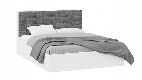 Кровать "Тесса" 1600*2000 мм - Цвет: Белый Жемчуг/Рогожка Серая