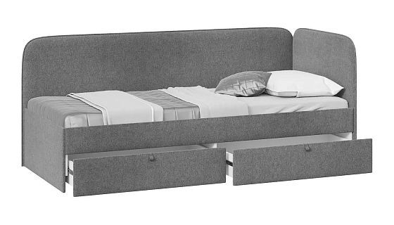 Кровать с мягкой обивкой "Молли" 800 мм - Ящики, цвет: Микровелюр Scandi Graphite 22