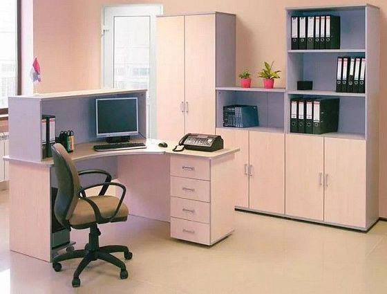 Мебель для офиса "Профикс" - Композиция 1, цвет: Дуб Млечный/Серый