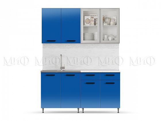 Кухня "Рио-1" 1600 мм - Белый/Синий