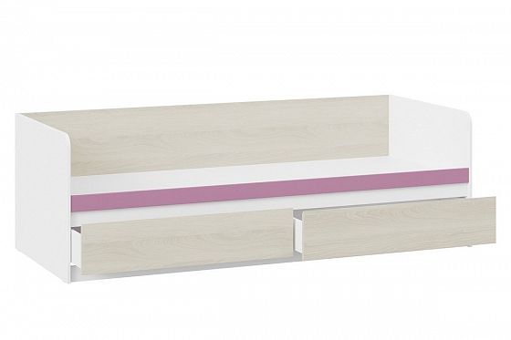 Кровать "Сканди" ТД-386.12.01 - С фиолетовой планкой, цвет: Белый/Дуб Гарден