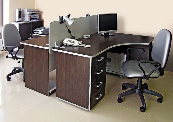 Мебель для офиса "Профикс" - Композиция 4, цвет: Дуб Венге/Серый