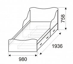 Кровать 900 мм с ящиками "Принцесса" №5 (комплектация 1)