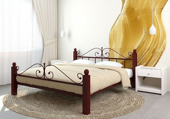 Кровать "Диана Lux Plus" 1400 мм (ламели) - В интерьере, цвет: Коричневый/Коричневый (дерево)