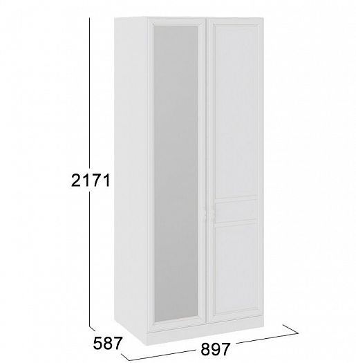 Шкаф для одежды "Франческа" 587 мм с 1 глухой и 1 зеркальной дверью (зеркало слева) - размеры