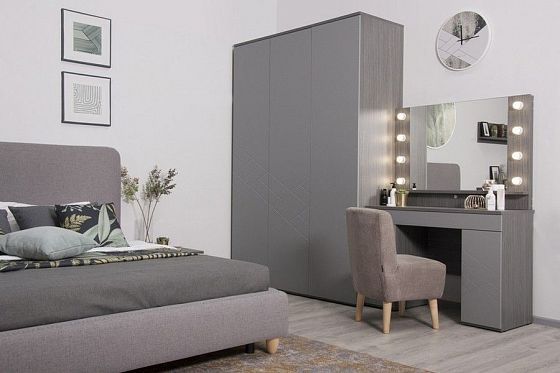 Модульная спальня "Женева" - Шкаф и стол, цвет: Дуб Андреа Серый/Даст Грей